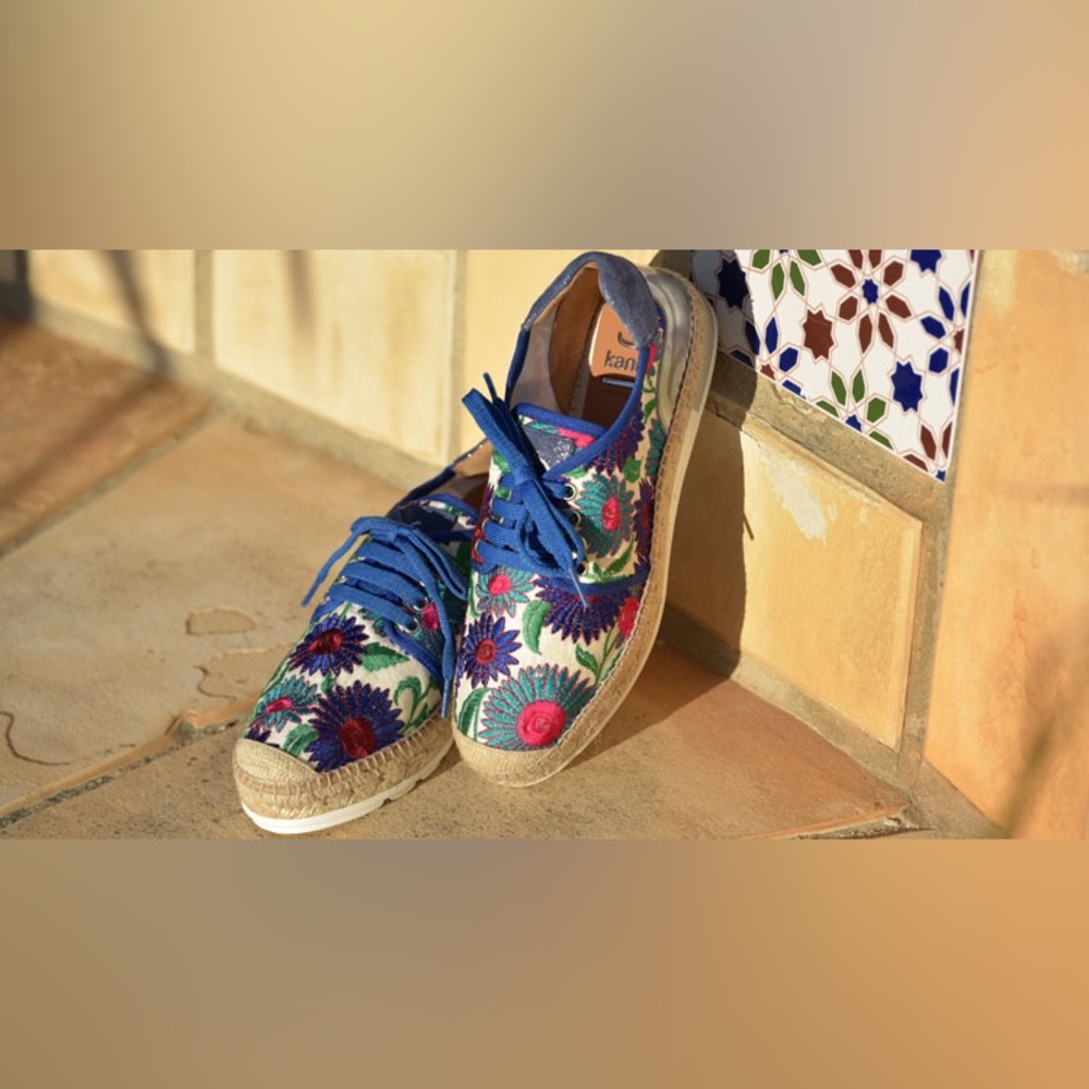 Kanna Floral Embroidered Espadrille Sneakers